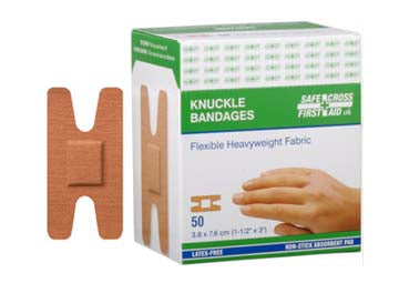SAFECROSS Heavyweight Fabric Knuckle Bandages 1.5" x 2" 50/Box