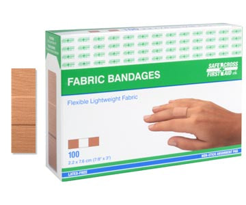 SAFECROSS Flexible Lightweight Fabric Bandages 7/8" x 2" 100/box