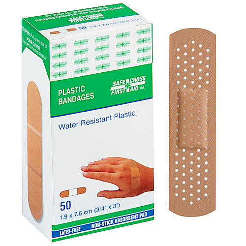 SAFECROSS Plastic Bandages 1.9 x 7.6cm 50/box