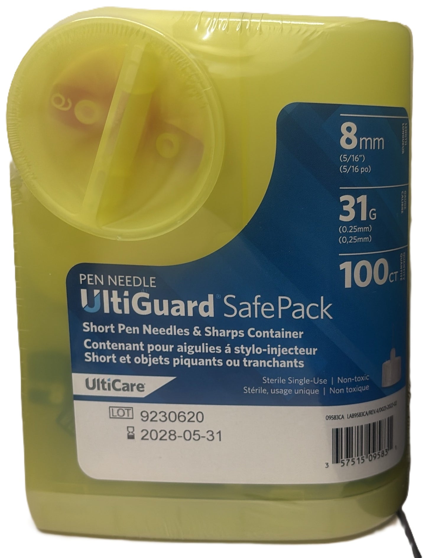 ULTICARE SAFEPACK PEN NEEDLE 31GX8MM 100CT