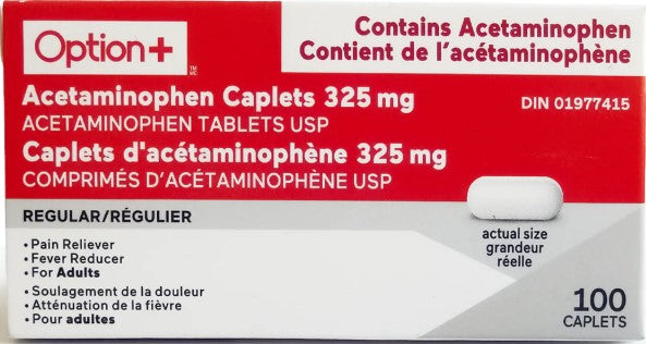 Option+ Acetaminophen 325mg 100 Caplets