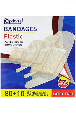 Option+ Plastic Bandages Assorted Sizes 80+10/box