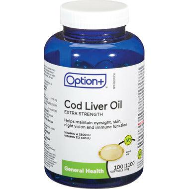 Option+ Cod Liver Oil, 1100MG, 100 Softgel