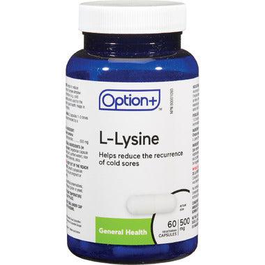 Option+ L-Lysine, 500mg, 60 Capsules
