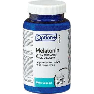 Option+ Melatonin, 5mg Extra Strength Quick Dissolve, 100 Tablets
