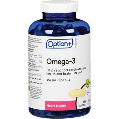Option+ Omega 3, 1000mg, 180 Softgels
