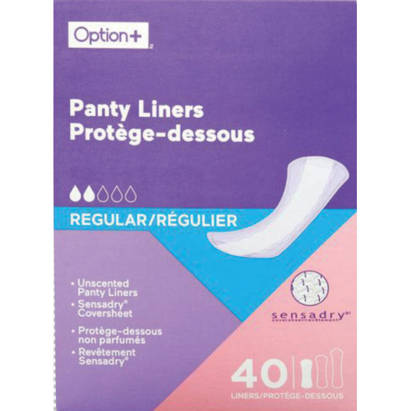 Option+ Odour Control Panty Liners, 40 Liners