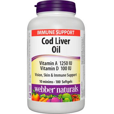Webber Naturals Cod Liver Oil, 180 Softgels
