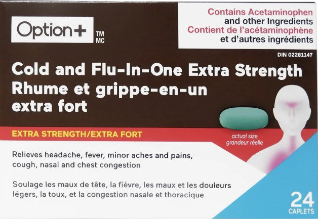 Option+ Cold & Flu All-In-One Extra Strength 24 Tablets