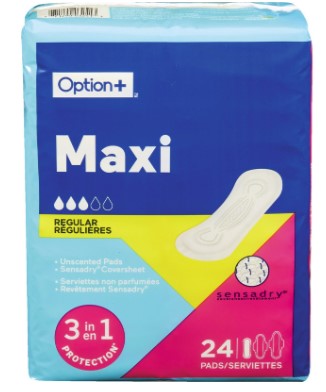 Option+ Pads Maxi Regular 24/pk