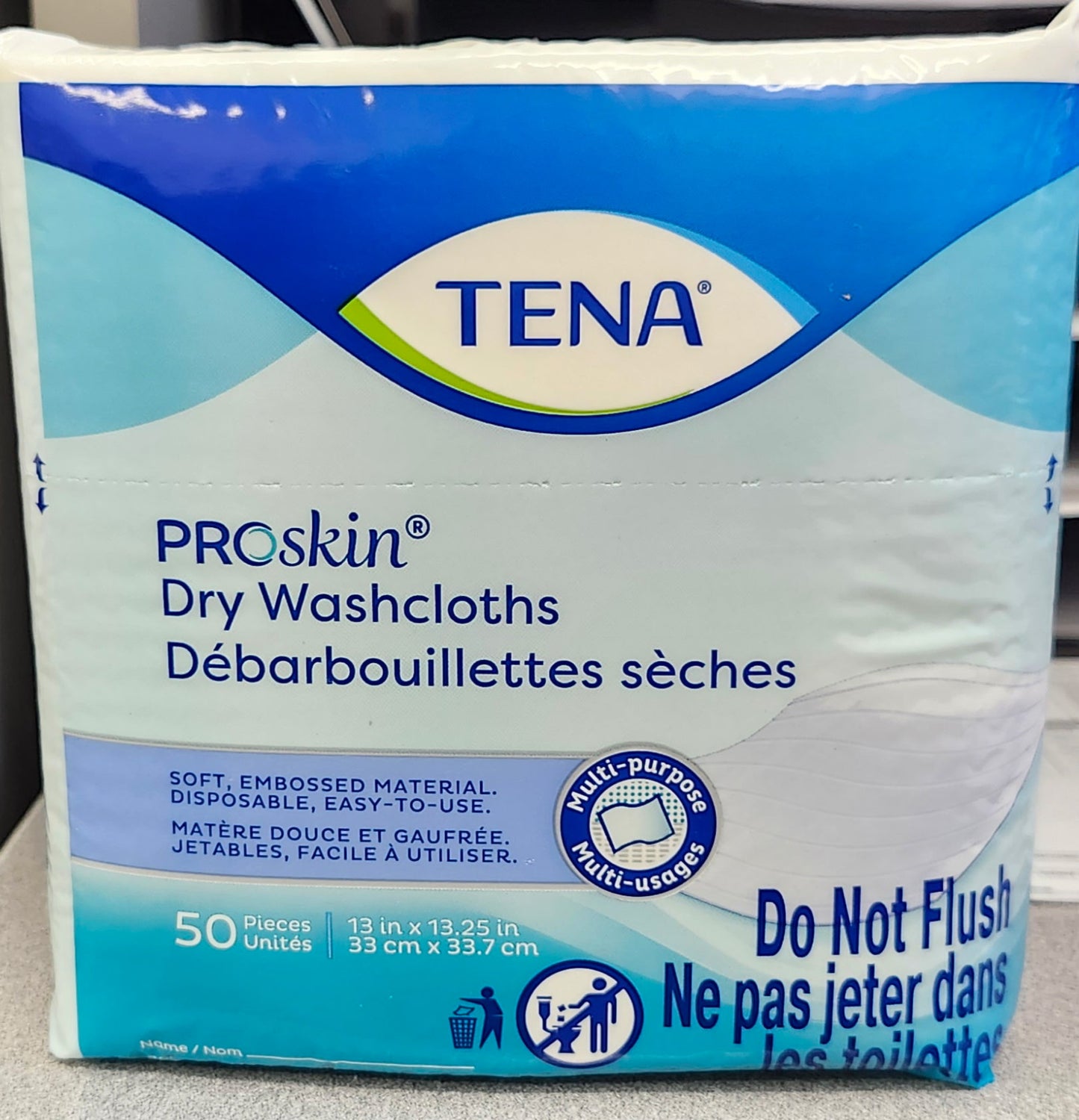 TENA® Dry Wipes 74500, 13"x13.25"