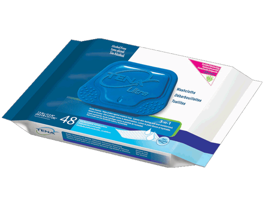 TENA® Premoistened Washcloths 65720, 7.9" x 12.5", 48/PK