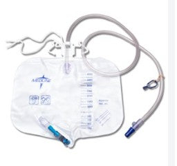 Medline Latex-Free Urinary Drain Bag, Anti-Reflux Tower and Metal Clamp Drainage Port, 4,000 mL