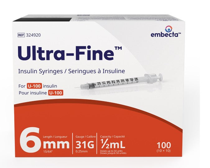 10/PK INSULIN SYRINGE .05ML, 31G X 6MM NEEDLE BD324920