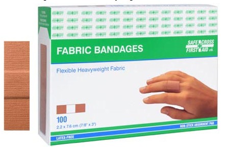 Fabric Bandages, 2.2 x 7.6 cm, Heavyweight, 100/Box 03026