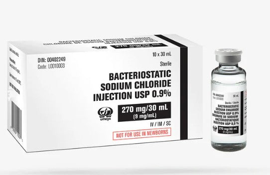 Omega Sodium Chloride 0.9% Bacteriostatic Glass Vial 30ml