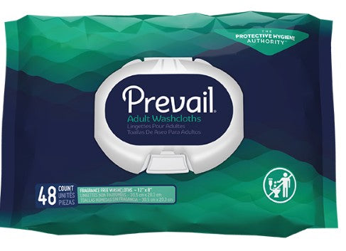 PREVAIL ADULT WASHCLOTHS FRAGRANCE FREE 48/PK WW-810