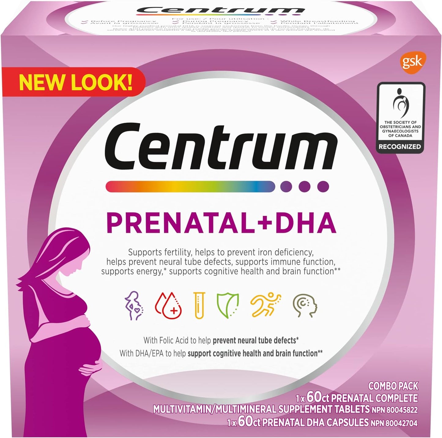 Centrum Prenatal + DHA, 2X60 Tablets