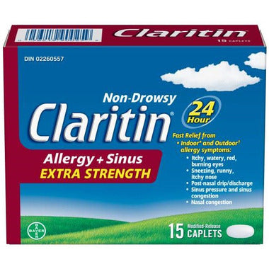 Claritin Allergy + Sinus Extra Strength, 24 Hour, 15 Caplets