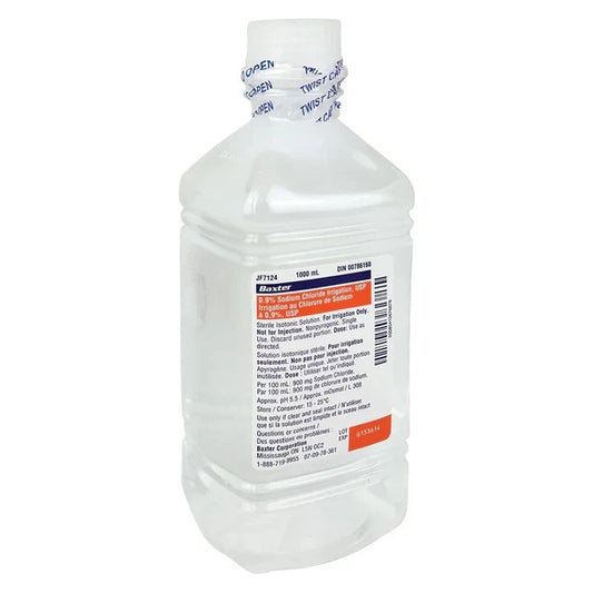 Normal Saline Solution 0.9% for Irrigation 1000ml Pour Bottle