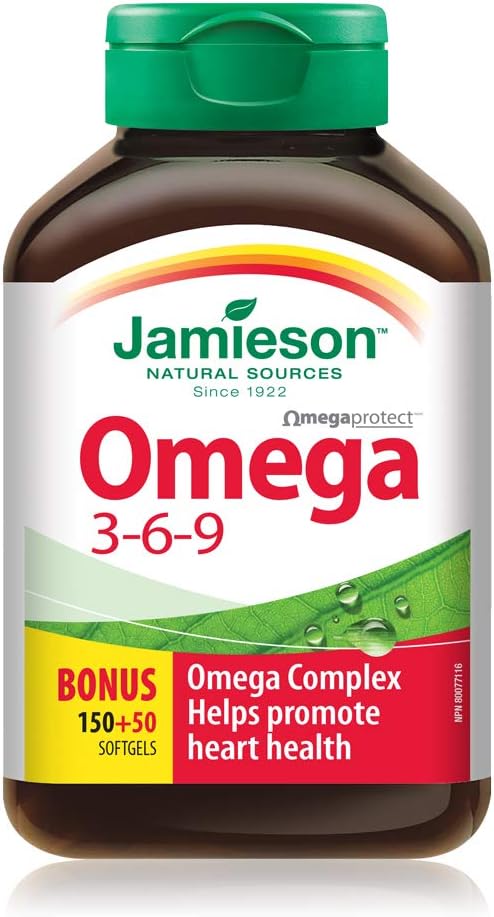 Jamieson Omega 3-6-9, 1200mg, 150+50 Softgels