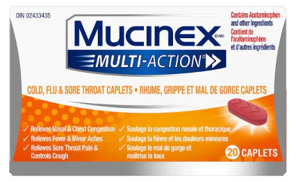 Mucinex Cold Flu & Sore Throat, 20 Caplets