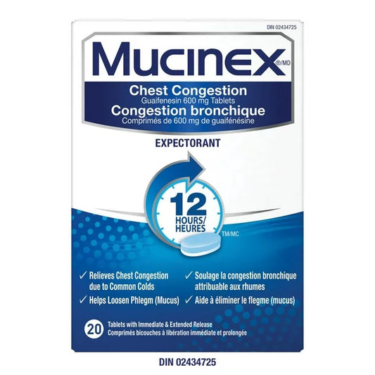 Mucinex Extended-Release Bi-Layer, 600mg, 20 Tablets