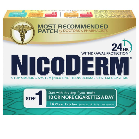 Nicoderm Step 1, 21mg, 14 Clear Patches