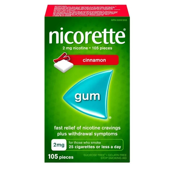 Nicorette Cinnamon Gum, 2mg, 30 Pieces