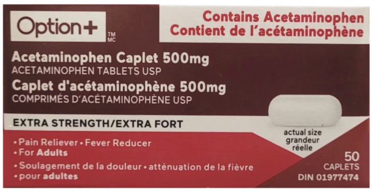 Option+ Acetaminophen, 500mg, 50 Caplets