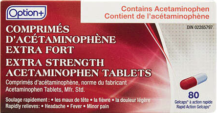 Option+ Acetaminophen Rapid, 500mg, 80 Gelcaps