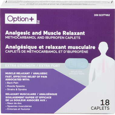 Option+ Analgesic & Muscle Relaxant, 400mg, 18 Caplets