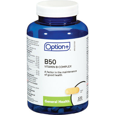 Option+ Vitamin B50 Complex, 120 Tablets