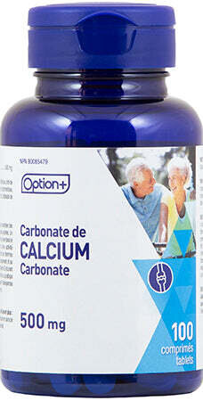 Option+ Calcium Carbonate 500mg, 100 Tablets