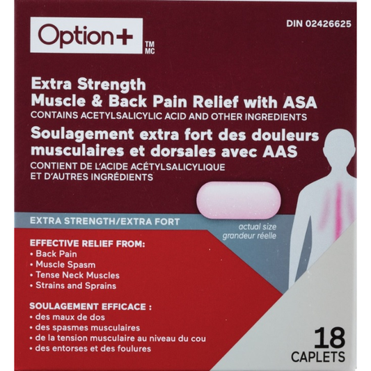 Option+ Extra Strength Muscle & Back Relief, Bonus 18+9 Caplets