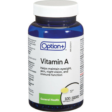 Option+ Vitamin A, 10,000IU, 100 Softgels