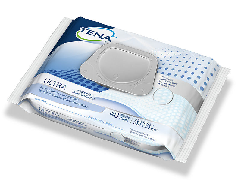 TENA® Premoistened Washcloths 65720, 7.9" x 12.5", 48/PK