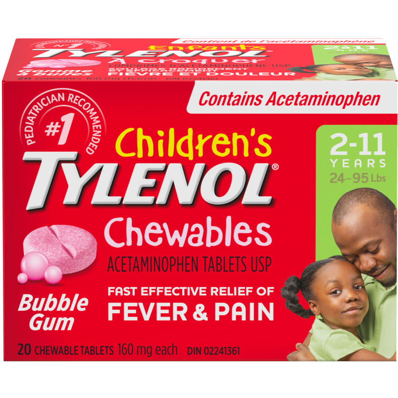 Tylenol Children's Bubblegum 160mg, 20 Chewables