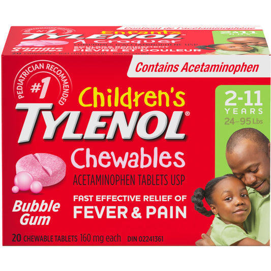 Tylenol Children's Bubblegum 160mg, 20 Chewables