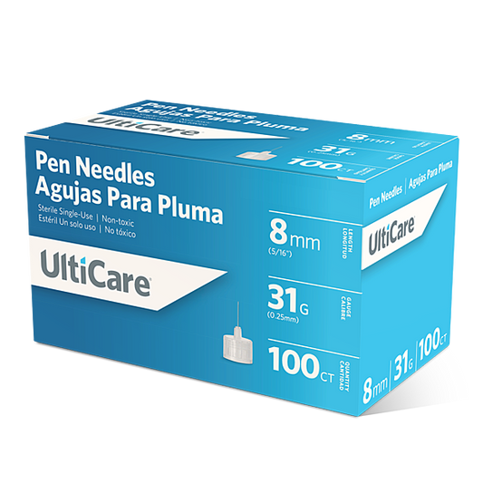 Ulticare Pen Needles 31G X 8mm BX/100