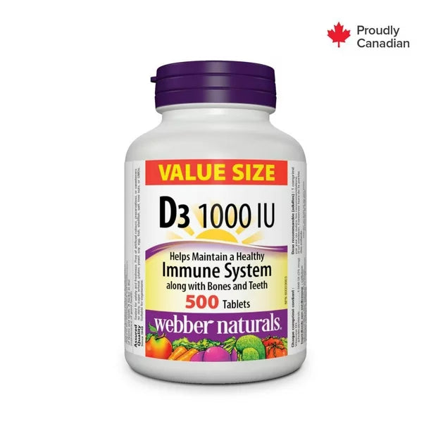 Webber Vitamin D3 1000IU, Value Size 500 Tablets