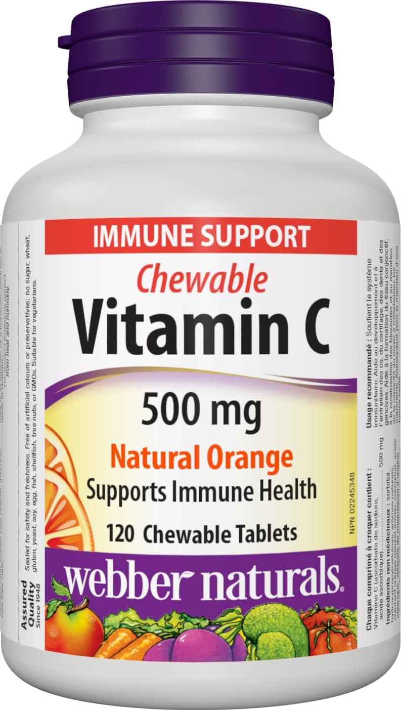 Webber Vitamin C Chewable Orange 500mg, 120 Tablets