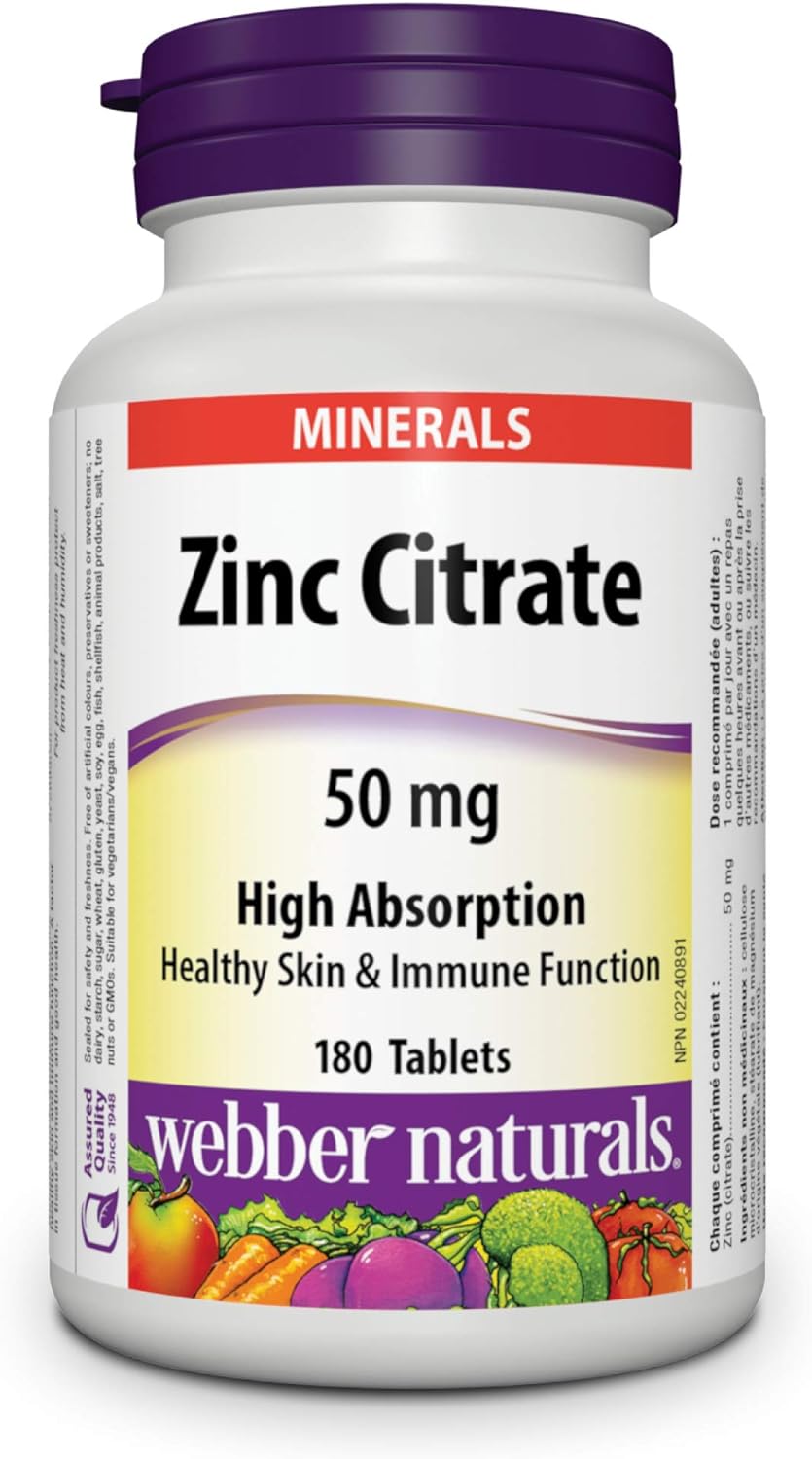 Webber Zinc Citrate 50mg, 180 Tablets