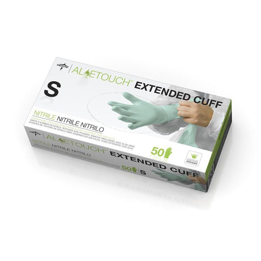 AloeTouch® Powder-Free Nitrile Chemo Exam Glove, Extended Cuff, 12" Small 50/box