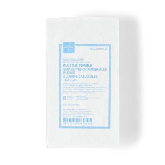 Medline Sterile Disposable Deluxe OR Towel Blue 17x27 8/pack