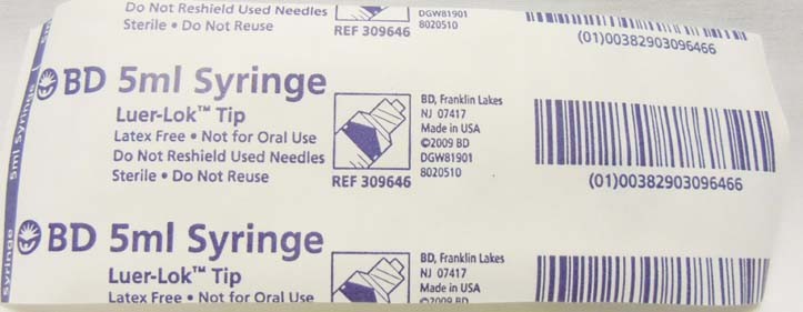 BD 5ml Syringe only, Luer-Lok Tip