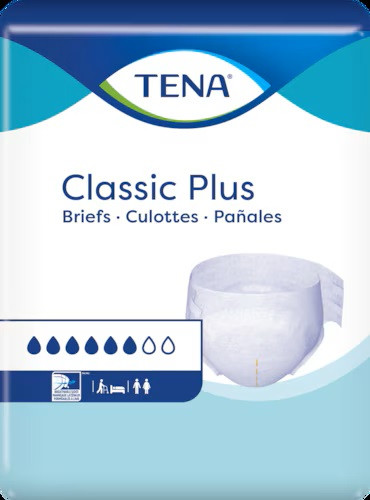 TENA CLASSIC PLUS BRIEFS SIZE MEDIUM 12/PK